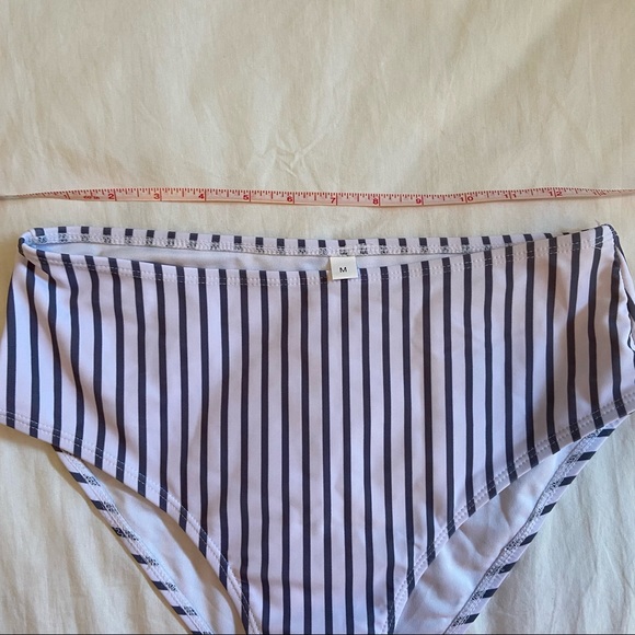 Striped One-Shoulder High Waisted Bikini - Picture 7 of 8
